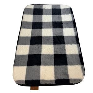 Dearfoams Buffalo Plaid Memory Foam Bath Rug 18x27 Black White Farmhouse
